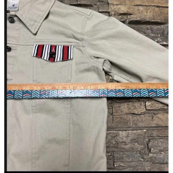 Boston Red Sox Women’s Trucker Jacket Sz L Embroidered Logo Button Down Beige - Picture 3 of 7